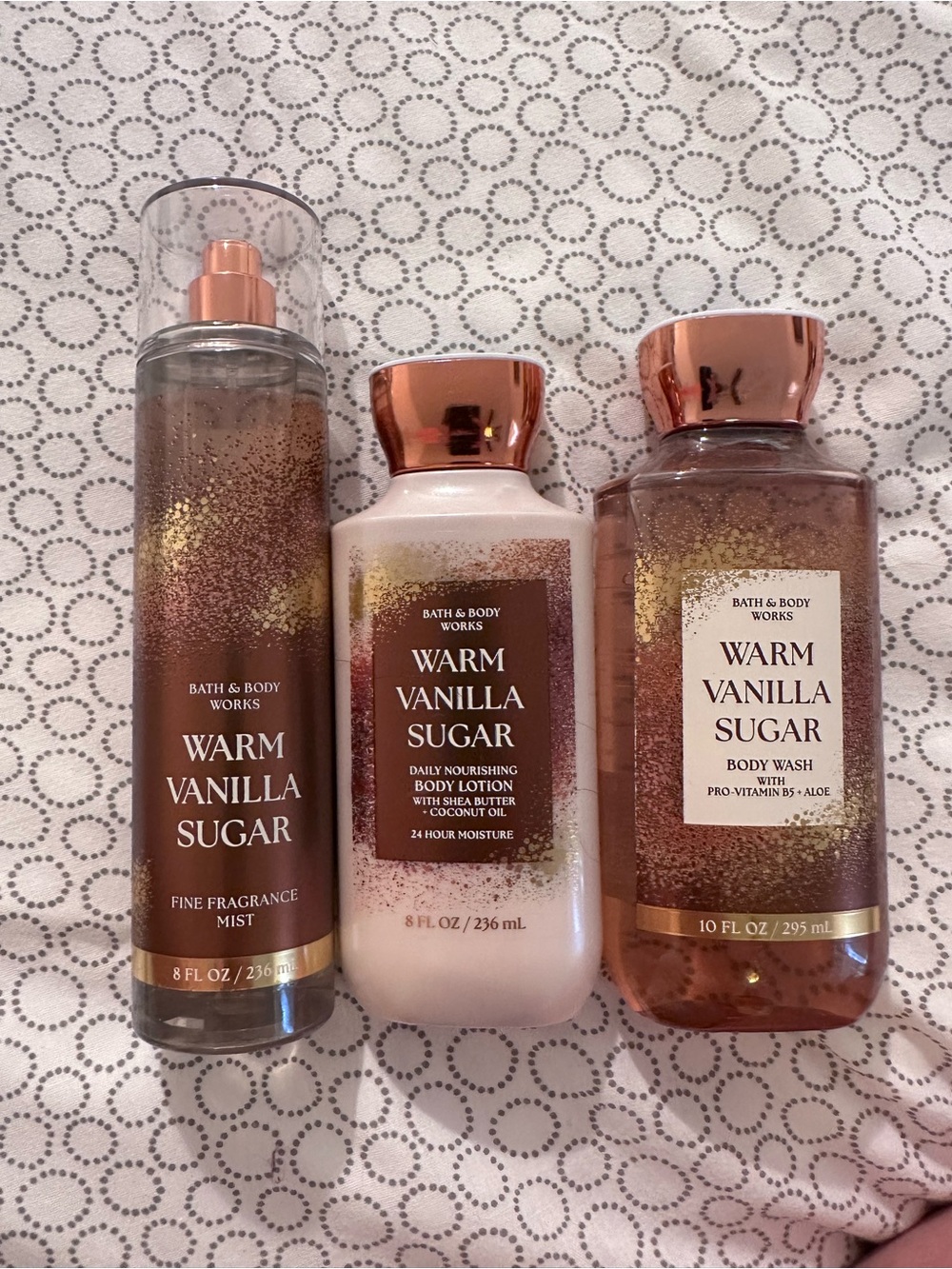 Bath & Body Works Warm Vanilla Sugar lotion body wash and mist
